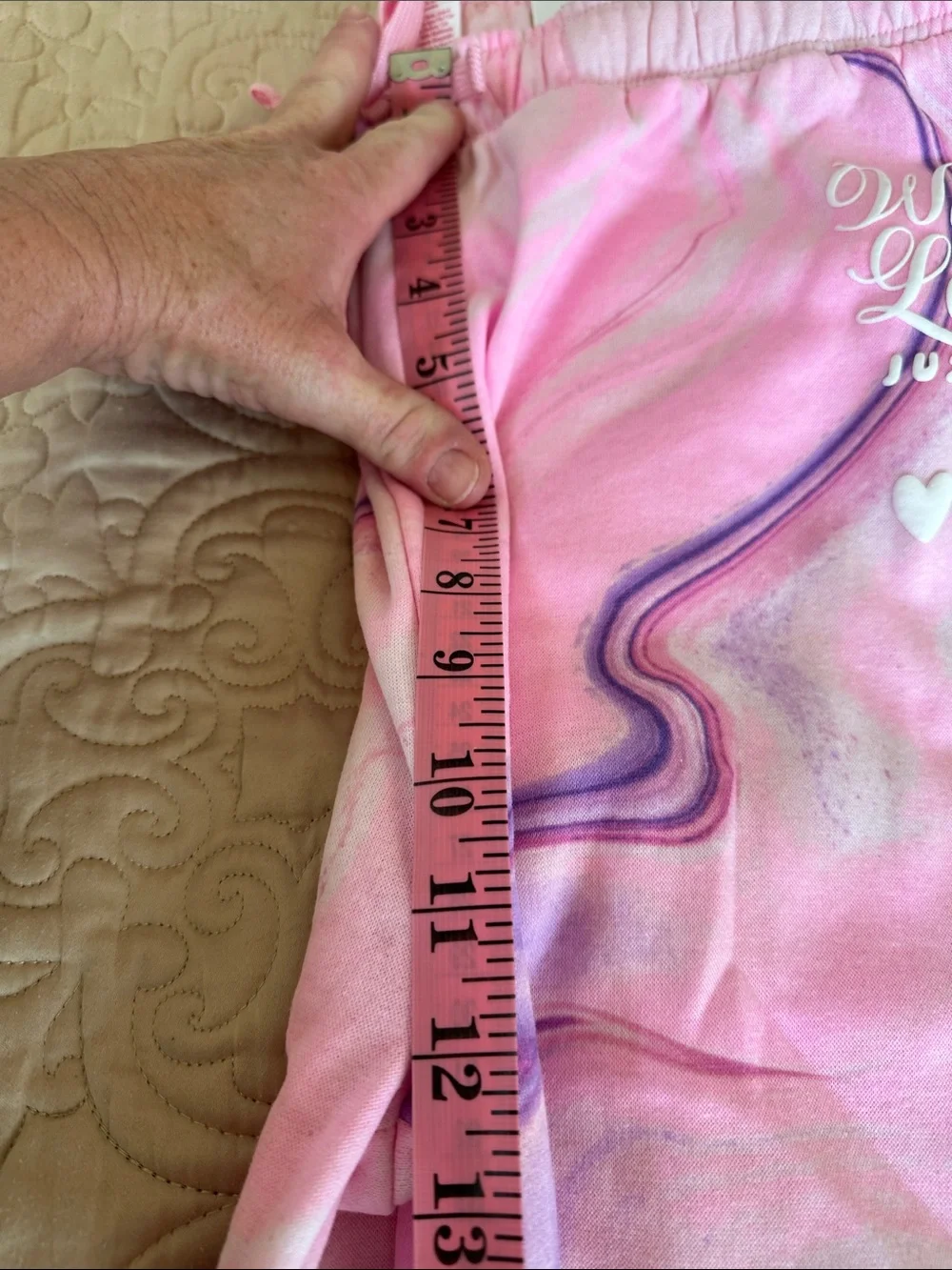 Justice Pink and Purple Tie-Dye Lounge Bottoms with White Heart